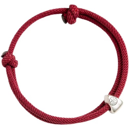 925 Silver Fu Character Blessing Braided Bracelet 925 Silver Fu Character Blessing Braided Bracelet