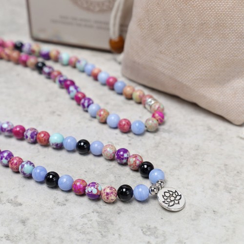 Miano Real Stone Lotus Mala Bracelet Miano Real Stone Lotus Mala Bracelet