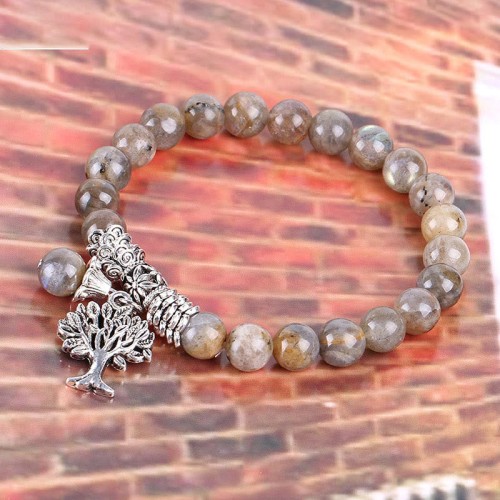 Natural Gemstone Tree of Life Lucky Charm Bracelet