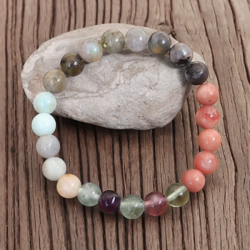 108 Mala Beads Fluorite Black Glitter Stone Protection Bracelet