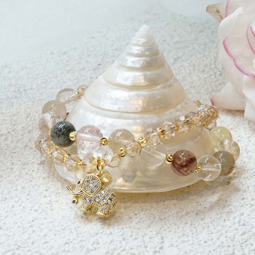 Rose Quartz Elephant Healing Charm Bracelet Rose Quartz Elephant Healing Charm Bracelet