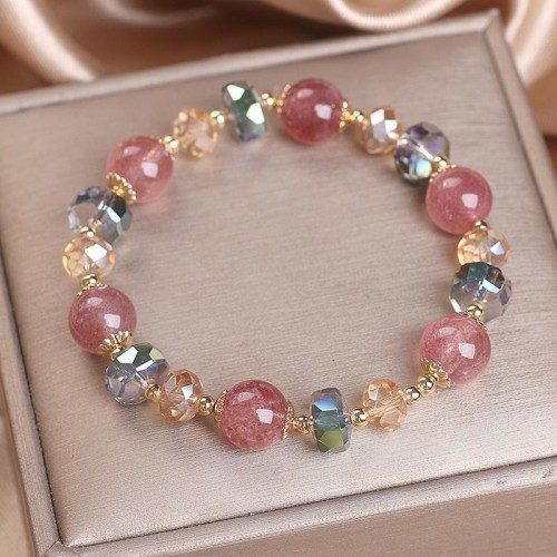 Strawberry Quartz Colorful Crystal Positive Bracelet Strawberry Quartz Colorful Crystal Positive Bracelet