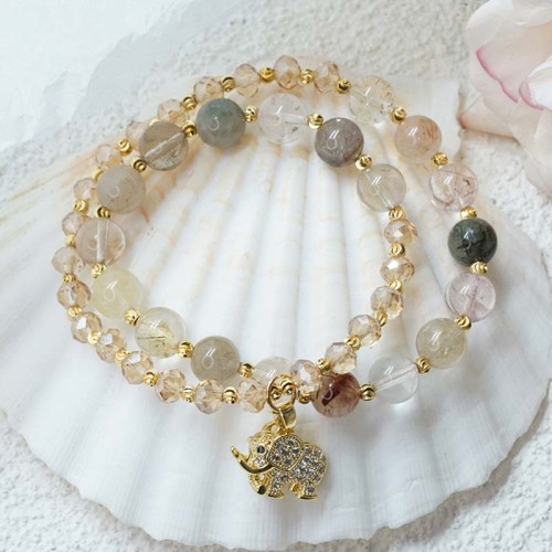 Rose Quartz Elephant Healing Charm Bracelet Rose Quartz Elephant Healing Charm Bracelet