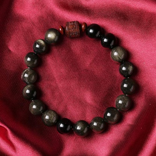 Gold Sheen Obsidian Om Mani Padme Hum Bracelet Gold Sheen Obsidian Om Mani Padme Hum Bracelet