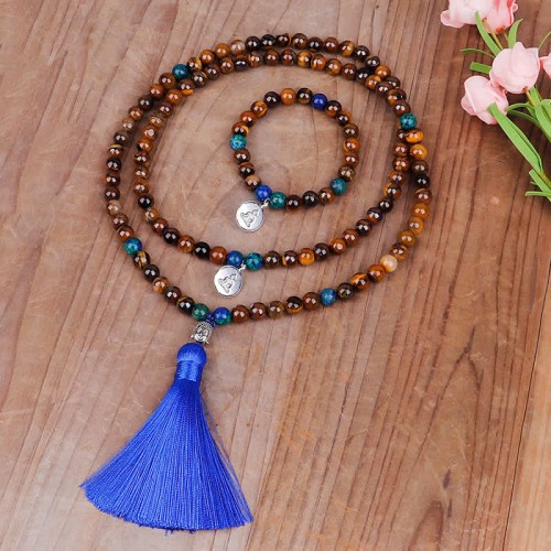 108 Mala Beads Tiger Eye Buddha Strength Necklace 108 Mala Beads Tiger Eye Buddha Strength Necklace