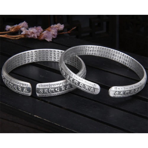 999 Sterling Silver Om Mani Padme Hum Lotus Peace Bracelet 999 Sterling Silver Om Mani Padme Hum Lotus Peace Bracelet