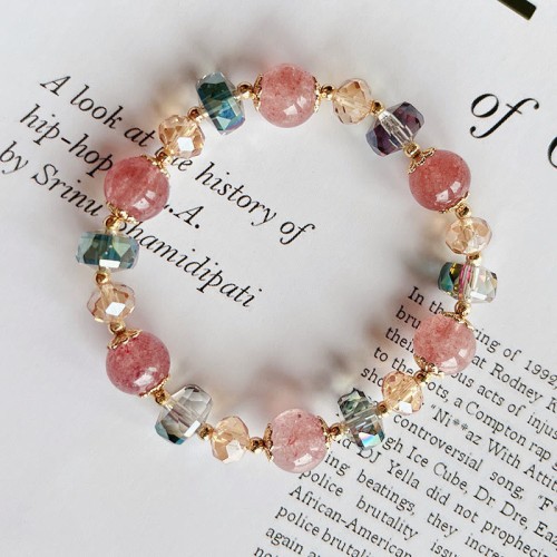 Strawberry Quartz Colorful Crystal Positive Bracelet Strawberry Quartz Colorful Crystal Positive Bracelet