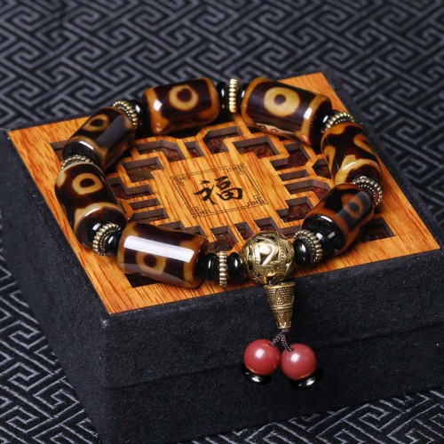 Tibetan Nine-Eye Dzi Bead Fortune Bracelet Tibetan Nine-Eye Dzi Bead Fortune Bracelet