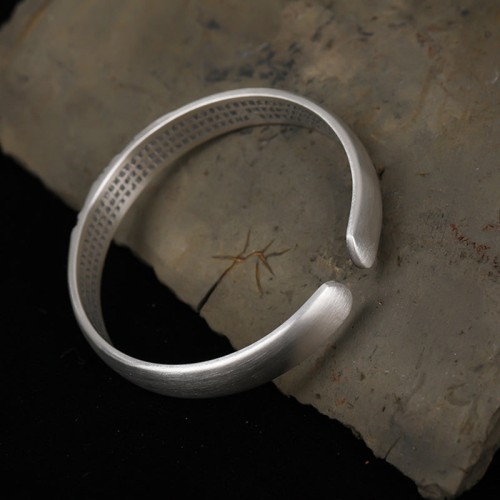 999 Sterling Silver Buddha Head Heart Sutra Serenity Bangle 999 Sterling Silver Buddha Head Heart Sutra Serenity Bangle