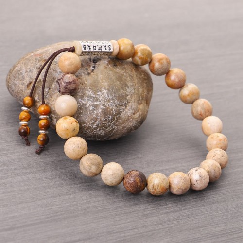 Weathered Stone Om Mani Padme Hum Bracelet