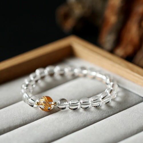 Black Obsidian White Crystal Dragon Strength Bracelet Black Obsidian White Crystal Dragon Strength Bracelet