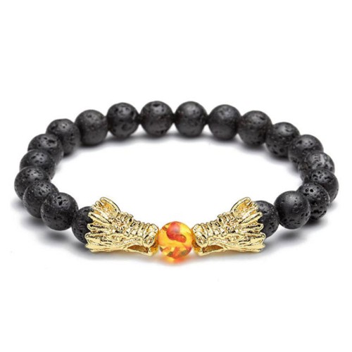 White Turquoise Lava Rock Dragon Blessing Bracelet White Turquoise Lava Rock Dragon Blessing Bracelet