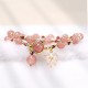 Strawberry Quartz Maple Leaf Charm Double Wrap Bracelet Strawberry Quartz Maple Leaf Charm Double Wrap Bracelet
