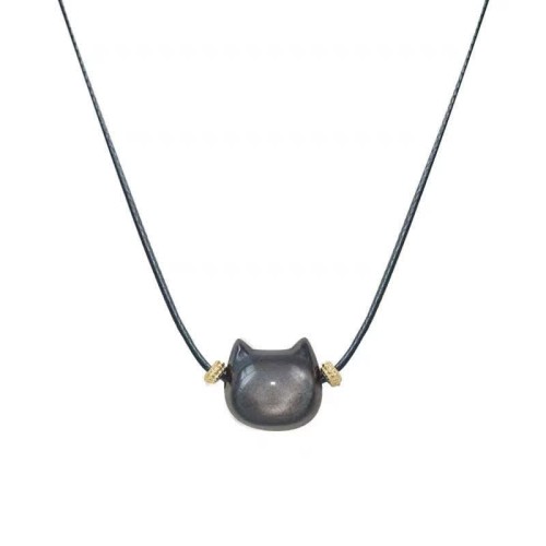 Gold & Silver Sheen Obsidian Lucky Cat Protection Bracelet Gold & Silver Sheen Obsidian Lucky Cat Protection Bracelet