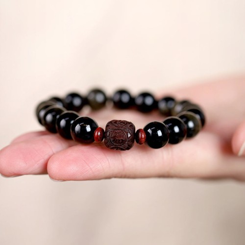 Gold Sheen Obsidian Om Mani Padme Hum Bracelet Gold Sheen Obsidian Om Mani Padme Hum Bracelet