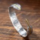 Feather Carved Luck Wealth Cuff Bracelet Feather Carved Luck Wealth Cuff Bracelet
