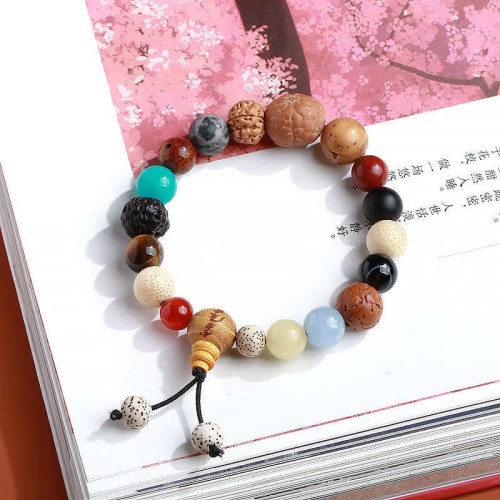 Bodhi Seed Agate Wisdom Harmony Wrist Mala Bodhi Seed Agate Wisdom Harmony Wrist Mala