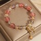 Strawberry Quartz Butterfly Charm Healing Bracelet Strawberry Quartz Butterfly Charm Healing Bracelet