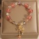 Strawberry Quartz Butterfly Charm Healing Bracelet Strawberry Quartz Butterfly Charm Healing Bracelet