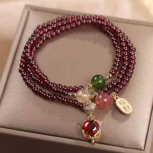 Garnet Strawberry Quartz Koi Fish Bracelet Garnet Strawberry Quartz Koi Fish Bracelet