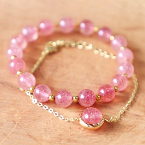 Sun Stone Strawberry Quartz Crystal Bracelet Sun Stone Strawberry Quartz Crystal Bracelet