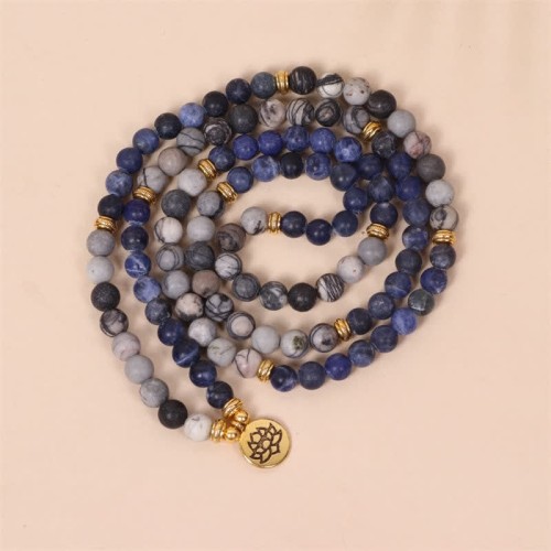 108 Mala Beads Sodalite Zebra Jasper Bracelet 108 Mala Beads Sodalite Zebra Jasper Bracelet