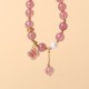 Strawberry Quartz Pearl Four Leaf Clover Bracelet