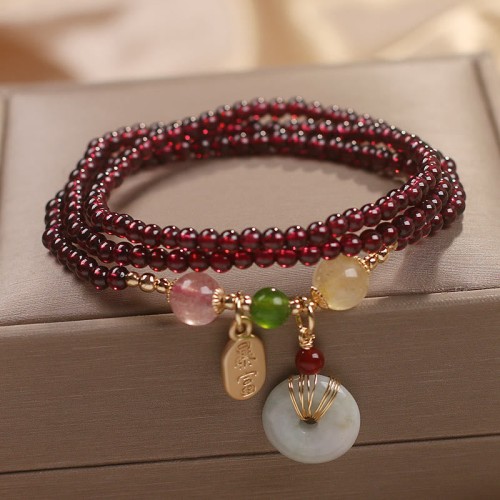 Garnet Strawberry Quartz Koi Fish Bracelet Garnet Strawberry Quartz Koi Fish Bracelet