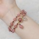 Strawberry Quartz Maple Leaf Charm Double Wrap Bracelet Strawberry Quartz Maple Leaf Charm Double Wrap Bracelet