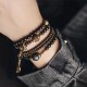 Rainbow Obsidian Ebony Wood Copper Multilayer Bracelet