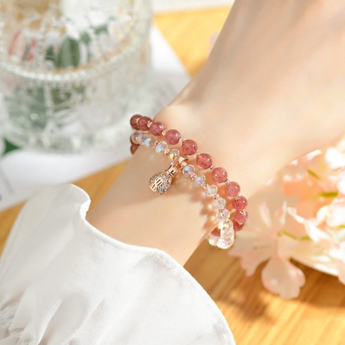 Strawberry Quartz Money Bag Positive Bracelet