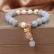 Aquamarine Pearl Money Bag Charm Bracelet Aquamarine Pearl Money Bag Charm Bracelet