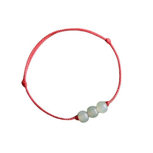 Three Beads Jade Luck String Bracelet Three Beads Jade Luck String Bracelet