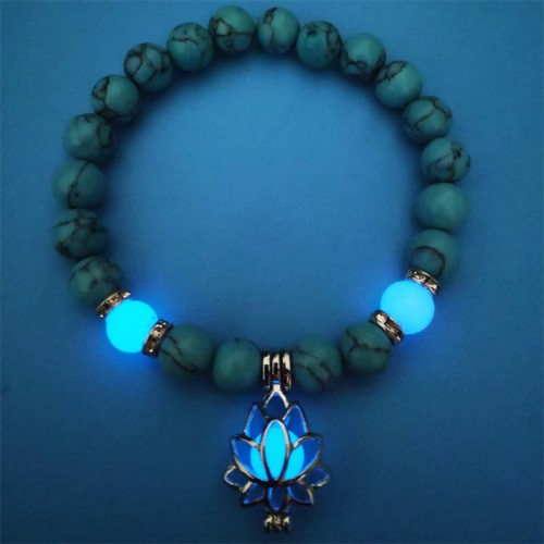 Turquoise Glowstone Lotus Protection Bracelet Turquoise Glowstone Lotus Protection Bracelet