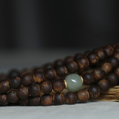 108 Mala Beads Agarwood Jade 999 Gold Peace Bracelet 108 Mala Beads Agarwood Jade 999 Gold Peace Bracelet