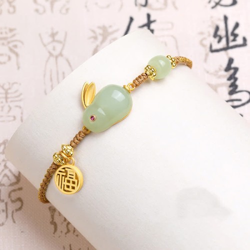 Rabbit Hetian Jade Happiness Wealth Bracelet