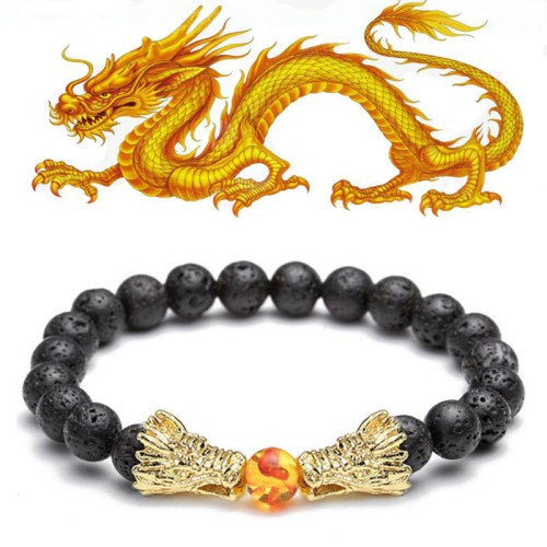 White Turquoise Lava Rock Dragon Blessing Bracelet White Turquoise Lava Rock Dragon Blessing Bracelet