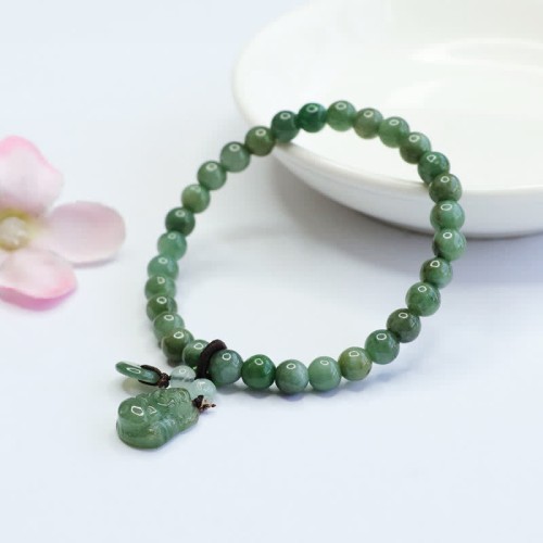 Laughing Buddha Cyan Jade Healing Bracelet Laughing Buddha Cyan Jade Healing Bracelet