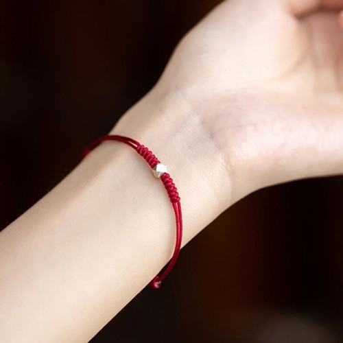 925 Silver Luck Bead Red String Braided Bracelet 925 Silver Luck Bead Red String Braided Bracelet