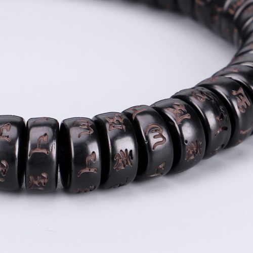 Coconut Shell Om Mani Padme Hum Mantra Bracelet