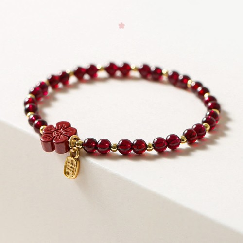 14K Gold Garnet Cinnabar Calm Bracelet 14K Gold Garnet Cinnabar Calm Bracelet