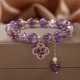 Amethyst Crystal Four Leaf Clover Healing Bracelet Amethyst Crystal Four Leaf Clover Healing Bracelet