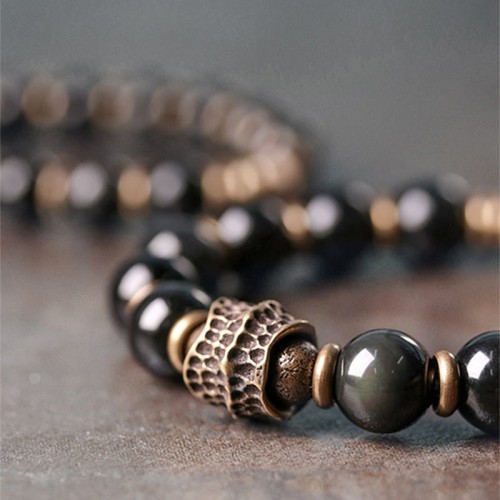 Rainbow Obsidian Copper Love Healing Bracelet Rainbow Obsidian Copper Love Healing Bracelet