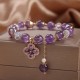 Amethyst Crystal Four Leaf Clover Healing Bracelet Amethyst Crystal Four Leaf Clover Healing Bracelet