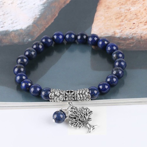Natural Gemstone Tree of Life Lucky Charm Bracelet