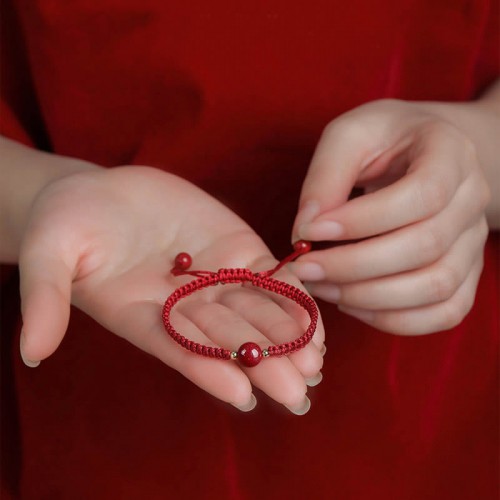 Lucky Cinnabar Bead Red String Bracelet