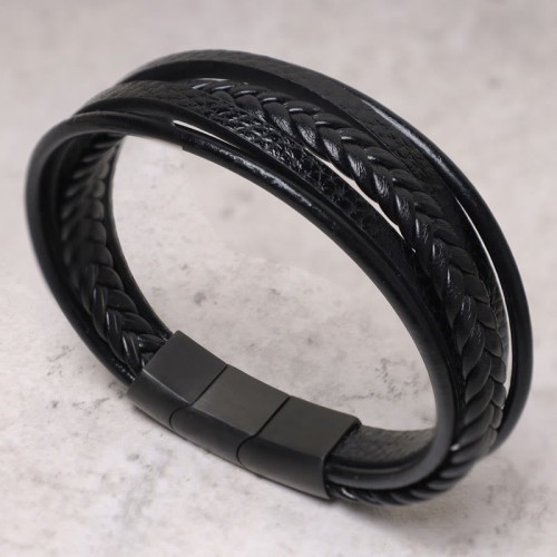 Lava Rock Black Onyx Leather Bracelet Lava Rock Black Onyx Leather Bracelet