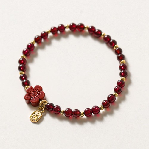 14K Gold Garnet Cinnabar Calm Bracelet 14K Gold Garnet Cinnabar Calm Bracelet