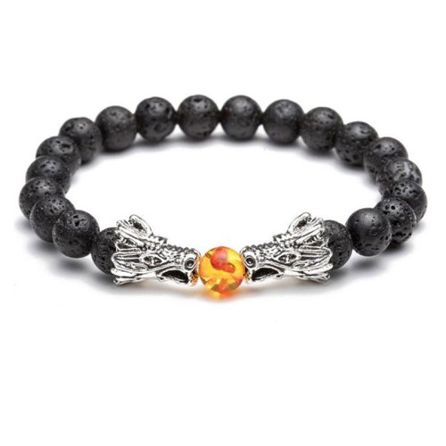 White Turquoise Lava Rock Dragon Blessing Bracelet White Turquoise Lava Rock Dragon Blessing Bracelet