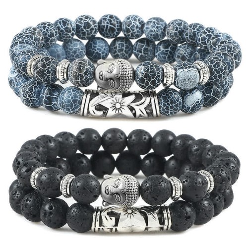2Pcs Crystal Agate Buddha Protection Bracelet 2Pcs Crystal Agate Buddha Protection Bracelet